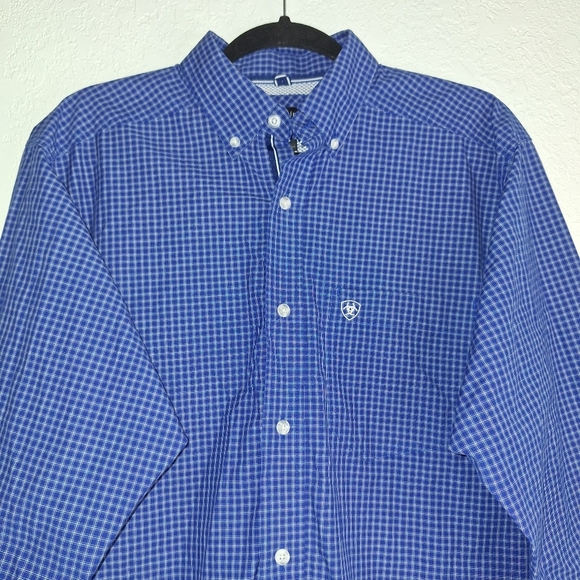 Ariat Pro Series Shirt Mens M Blue Plaid Button Up Rancher Western Rodeo - Picture 3 of 8